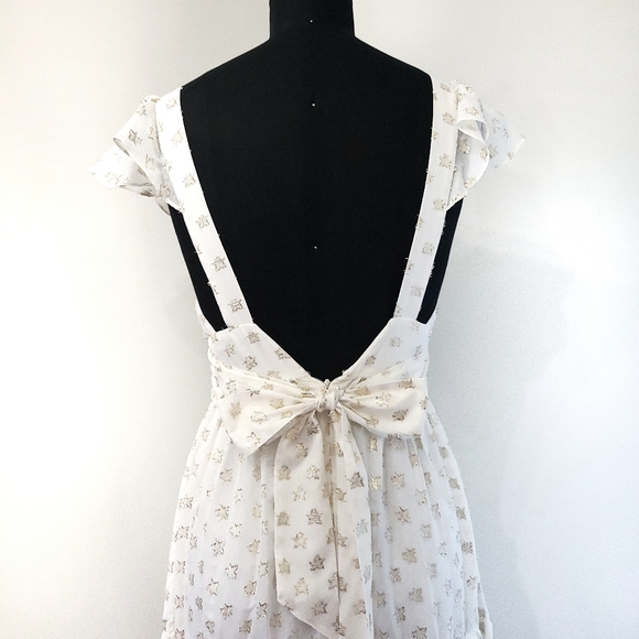 NWOT RARE White Temperley London Metallic Star Jacquard Silk Tiered Maxi Dress - Picture 13 of 16